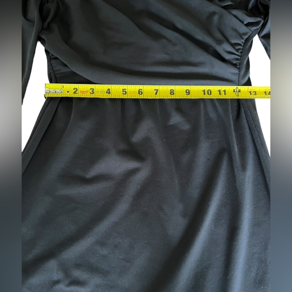 Prana Tally Women Long Sleeve Dress Black Front Crossover Wrap Size Medium - Picture 10 of 12